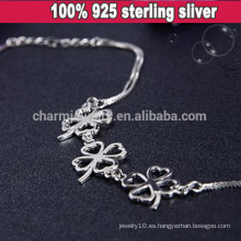 CYL006 925 joyería de plata, plata de la pulsera del trébol de cuatro hojas esterlina, regalos de la Navidad de la novia Flores pulsera de cadena